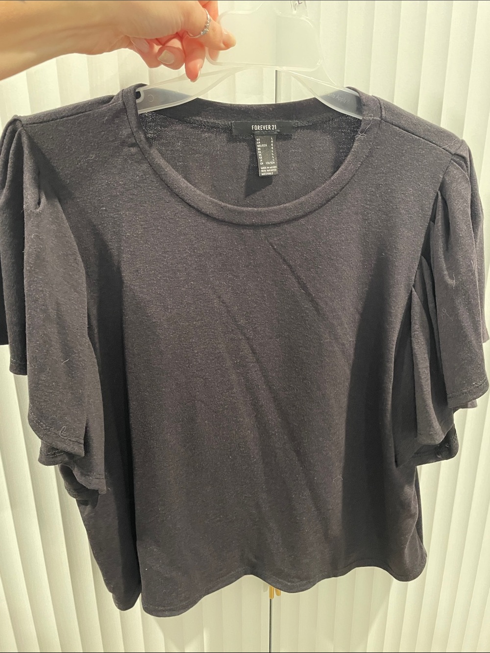 Forever 21 Black Short flutter Sleeve Tee